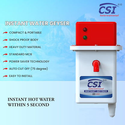 CSI 1L Instant Electric Geyser (Square Design) | 3000W | Pure Copper Heating Element |