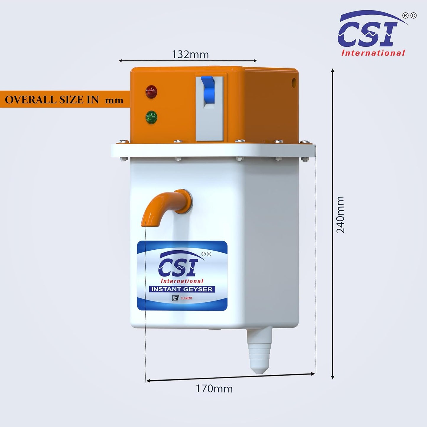 CSI 1L Instant Electric Geyser With MCB (Square Desgine )| Pure Copper Heating Element (3000W)
