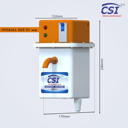 CSI 1L Instant Electric Geyser With MCB (Square Desgine )| Pure Copper Heating Element (3000W)